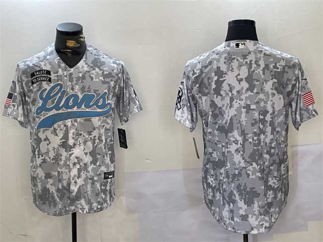 Men%27s Detroit Lions Blank 2024 Arctic Camo Salute To Service Stitched Baseball Jersey